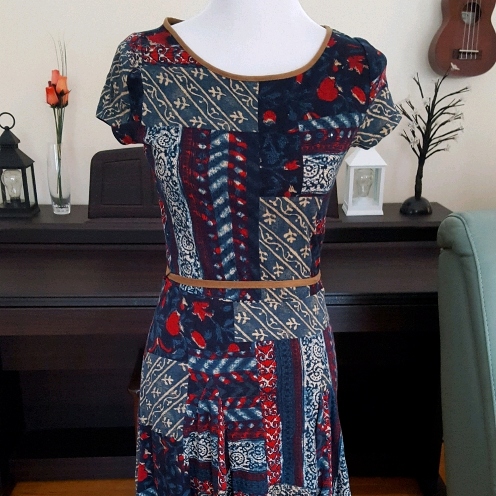 Ralph Lauren Autumn Cotton Patchwork Dress Size M